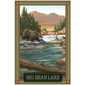 Big Bear Lake California Canoe In Moonlight Giclee Art Print Poster from Original Artwork by Artist Mike Rangner